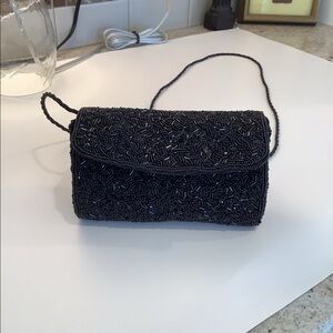 Inge Christopher Black Beaded Mini Evening Bag